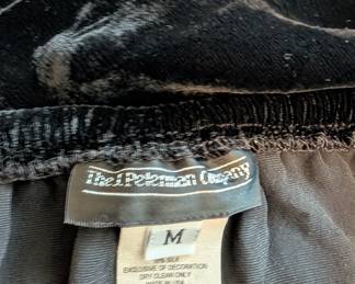 Closeup of The J. Peterman Company black velvet silk blend skirt size M
