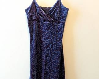 Blue and purple floral velveteen spaghetti strap mini dress size 7