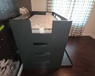 Crate & Barrel Kids Twin Bunk Bed & Full sized base. The base is on wheels. 