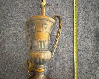 #108 - $50 - Composite gold urn style lamp, 30"T.