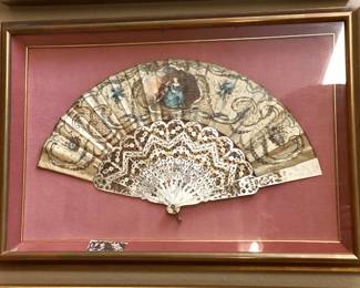 #4 - $150 - Hand fan, with mother of pearl & French paper (slight damage, piece is included).