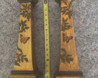 #112A - $64 - Pair of metal tan/gold decorative 12"T & Candlesticks.
