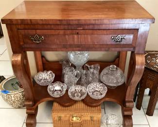 #43 - $800 - American Empire hunting board console, 44x23x46T - handles not original.