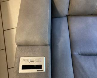 #72 - $450 - Ashley design Signature electric recliner, gray microsuede, new looking condition.