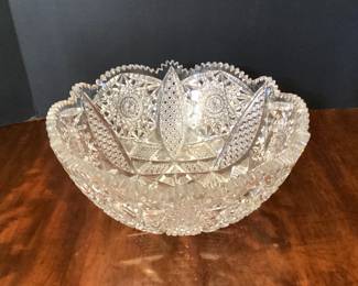 #46 - $150 - Antique cut crystal bowl serpentine edge, 12x5".