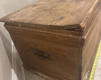 #120 - $120 - Old pine box signed by Haggar Burstell, 26".