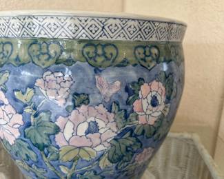 #144 - $64 - Blue Asian vase with flowers