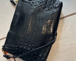 #131 - $70 - Brahmin black leather bag