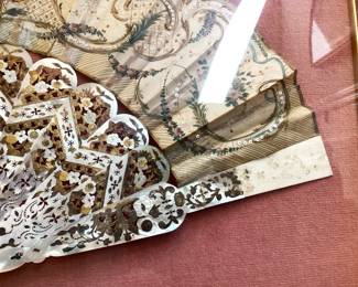 #4 - $150 - Hand fan, with mother of pearl & French paper (slight damage, piece is included).