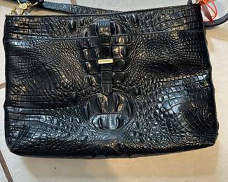 #131 - $70 - Brahmin black leather bag