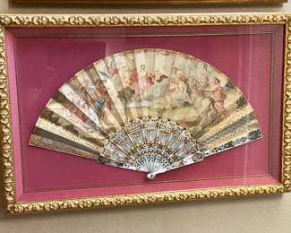 #5 - $200 - Shadow box framed fan, with mother of pearl & French paper.