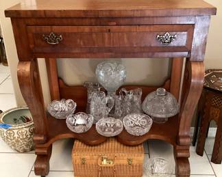 #43 - $800 - American Empire hunting board console, 44x23x46T - handles not original.