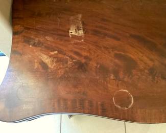 #6 - $340 - Empire American game table mahogany open & swivel - needs refinishing on the top.