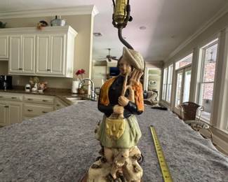 #110 - $75 - Staffordshire pottery figural lamp, 26"T.