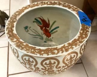 #60 - $70 - Fish bowl - gold / cream on outside.