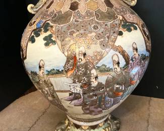 #19 - $130 - Satsuma style oriental vase, circa 1960's - 18"T.