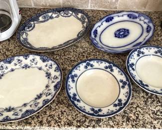 #62 - $140 - Flow blue collection 5 pieces, made in England.