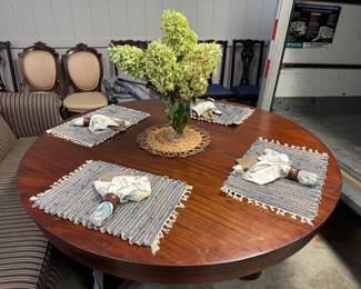 #122 - $1000 - American Empire round table with 2 leaves, 60".