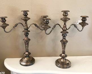 #11 - $200 - Pair of silver plated candelabras.