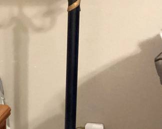#71 - $120 - Napoleonic style floor lamp, black & gold, 65"T.