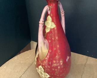 #21 - $100 - Austrian vase by Vienna manufacturer, 14"T, with lady's portrait - some fading on handles.