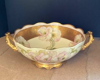 #20 - $100 - Limoges bowl with handles, gold.