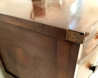 #75 - $450 - American bowfront mahogany 41 1/2x24x47H, some veneer loss.