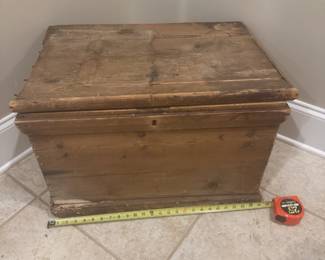 #120 - $120 - Old pine box signed by Haggar Burstell, 26".