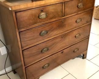 #73 - $700 - Circa 1850 George III inlaid top chest w/5 drawers, 45x19x43H.