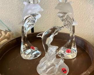 Lenox Crystal dolphin candle holders 