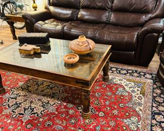 Hand Carved Wooden Tables from Dubai. Gorgeous. Large Oriental Rug.