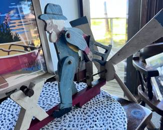 VINTAGE FOLK ART WHIRLIGIG MAN WITH SAW
