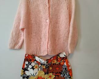 Amazing vintage angora sweater and floral shorts 1960s
