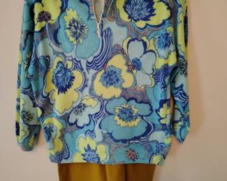 Awesome psychedelic era top with skirt.