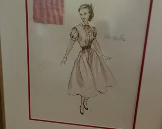 Original Costume Sketch, 1953 "Stars Are Singing", Anne Marie Alberghetti, designer Edith Head. Gallery Frames art.[]'