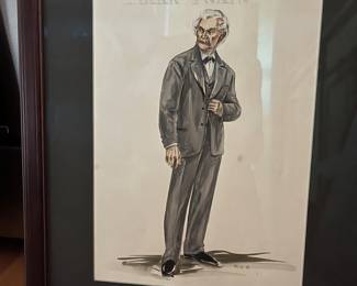 Original Costume Sketch of 1944 Frederic March in "The Adventures of Mark Twain" by Margaret O. Best. Gallery framed art.