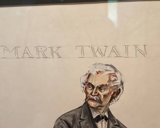 Original Costume Sketch of 1944 Frederic March in "The Adventures of Mark Twain" by Margaret O. Best. Gallery framed art.