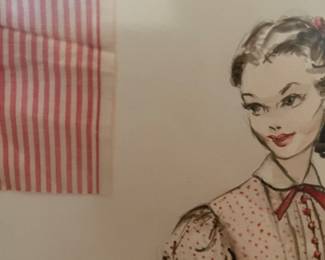 Original Costume Sketch, 1953 "Stars Are Singing", Anne Marie Alberghetti, designer Edith Head. Gallery Frames art.