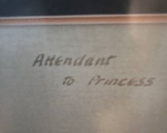 Original Costume Sketch  from "Love's Labours Lost", 1974 Stratford, Ont. by S. Kirkpatrick. Gallery framed art.