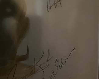 Original Costume Sketch, 1967 Jack Elam in "The Way West" (signed by him). Sketch by Norma Koch. Gallery framed and contains a piece of the actual costume fabric.