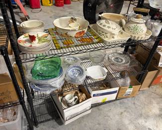 Antique dishware, martini glasses, corning, Pyrex, etc.