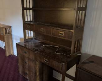 Vintage Dixie Campaigner Desk & Hutch