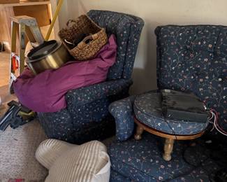 Vintage swivel base arm chairs