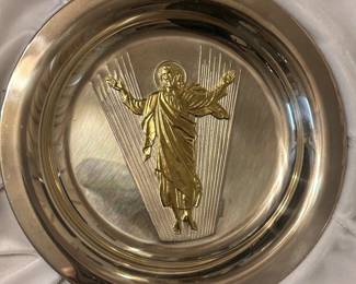 Sterling and 24k gold dish