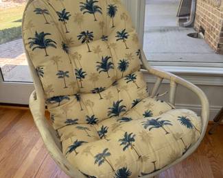 Rattan chair with palm upholstery