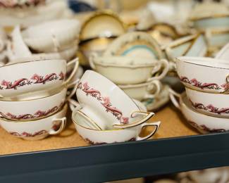 Vintage English double handled bullion bowls with saucer $20