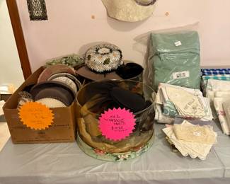 Vintage hats and linen