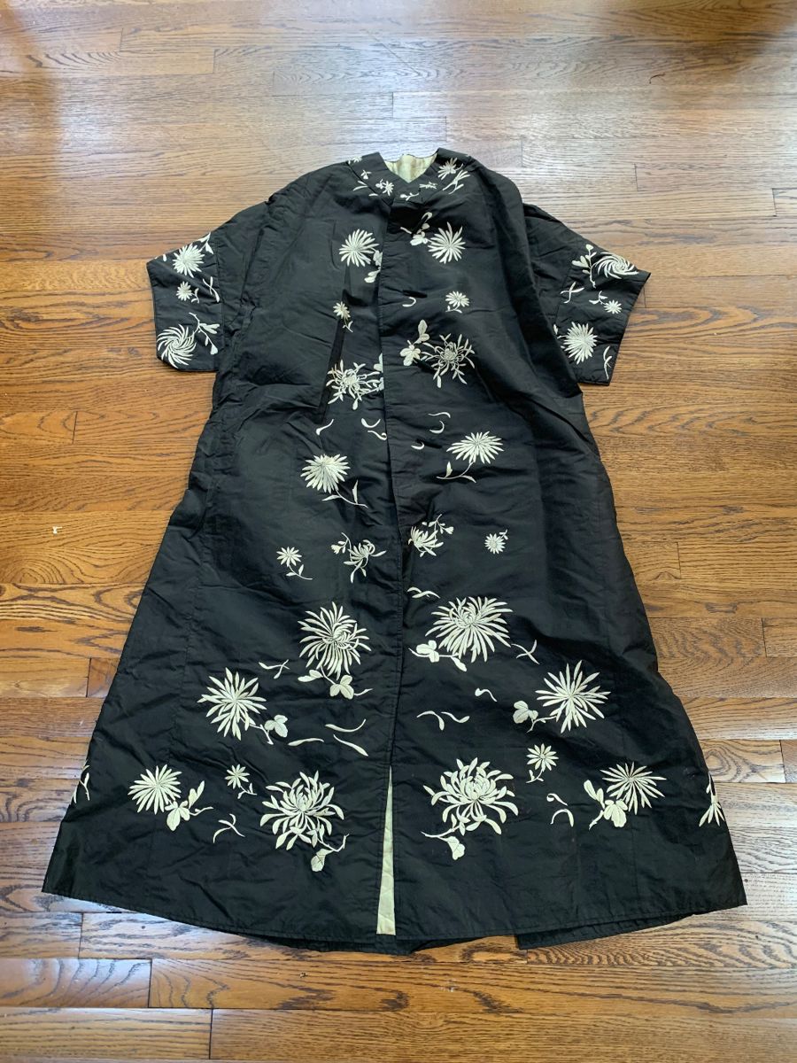 Japanese chrysanthemum embroidered gown 