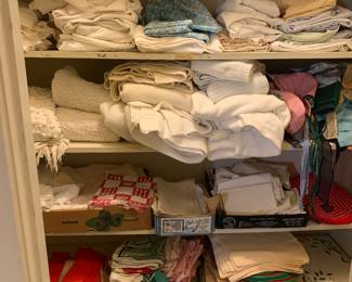 linens, sheets, place mats, napkins, table cloths