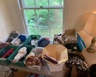 scarves, shoes, fur pieces, gloves, hankies, lingerie bags